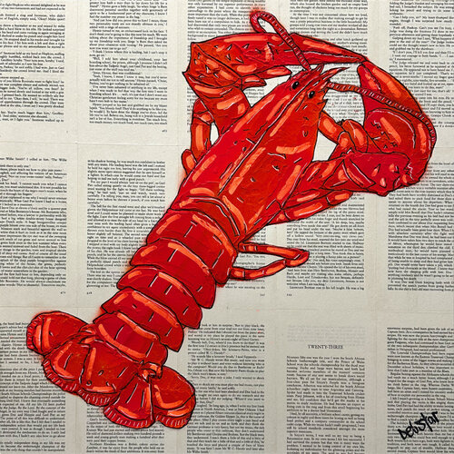 Lobster Dinner Orange 50cm x 50cm van DEBORAH LANG, Schilderij te koop op Singulart