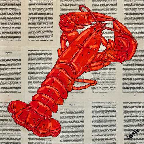 Lobster Dinner Orange 2 50cm x 50cm de DEBORAH LANG, Pintura a la venta en Singulart