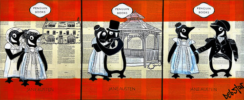 Penguin Books - The Jane Austen Trilogy  122cm x 51cm von DEBORAH LANG, Malerei kaufen auf Singulart