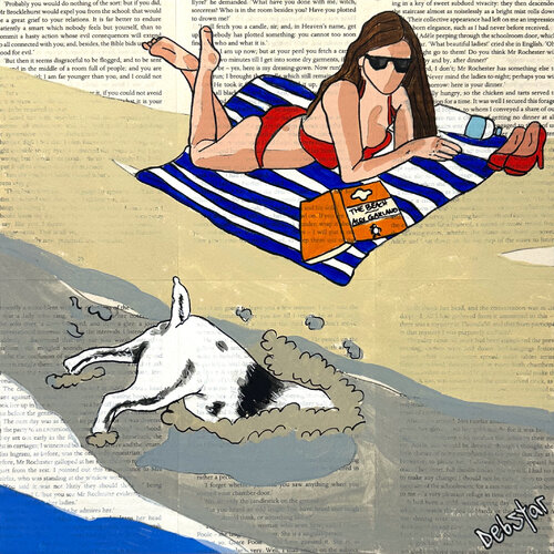 Dog Days - The Beach Dig 2 30cm x 30cm van DEBORAH LANG, Schilderij te koop op Singulart