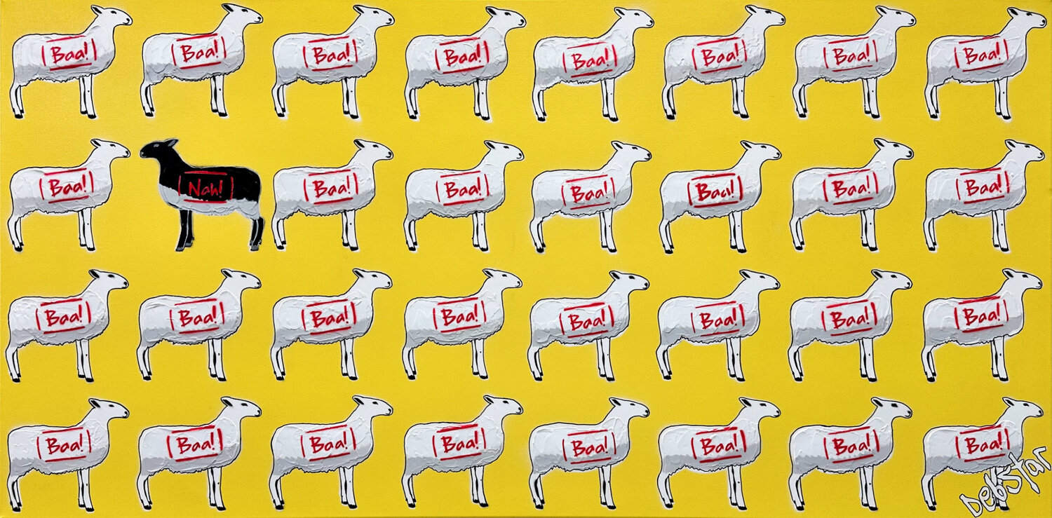 The Black Sheep Yellow 122cm x 61cm DEBORAH LANG