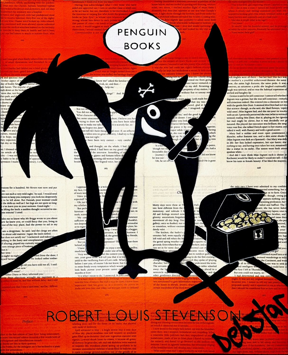 Penguin Books Treasure Island 3 40.5cm x 51cm DEBORAH LANG Originalgemälde zu verkaufen