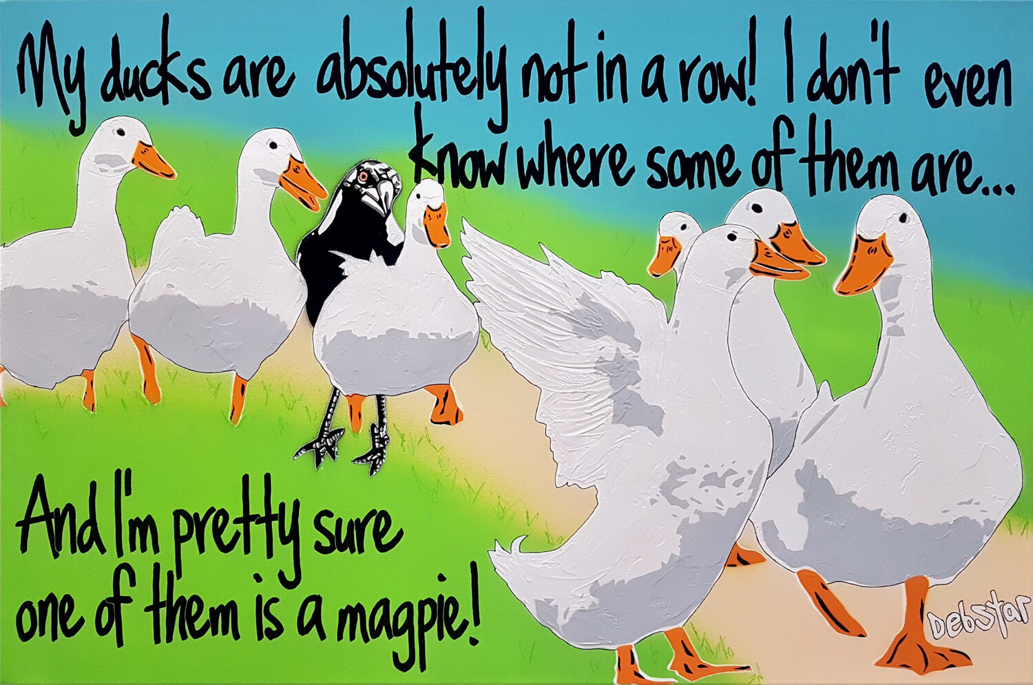 Ducks in a Row Hilltop 2 92cm x 61cm DEBORAH LANG