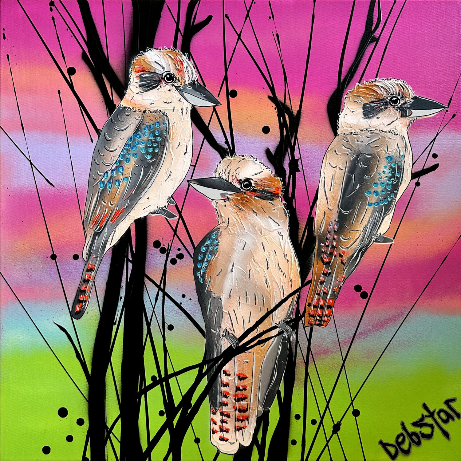 Kookaburra Sunset 61cm x 61cm DEBORAH LANG
