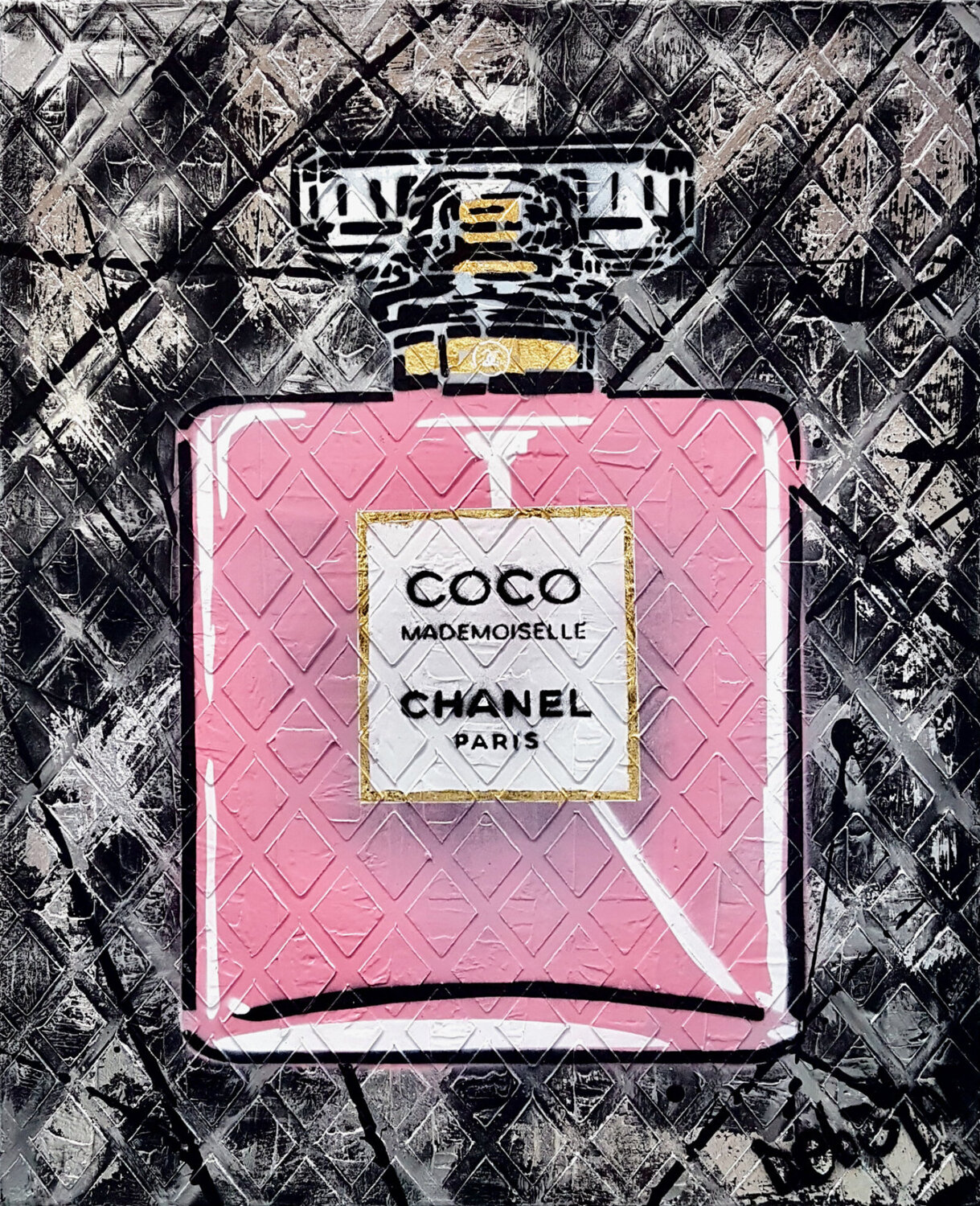 Chanel Coco Mademoiselle Perfume 40.5cm x 51cm DEBORAH LANG Originalgemälde zu verkaufen