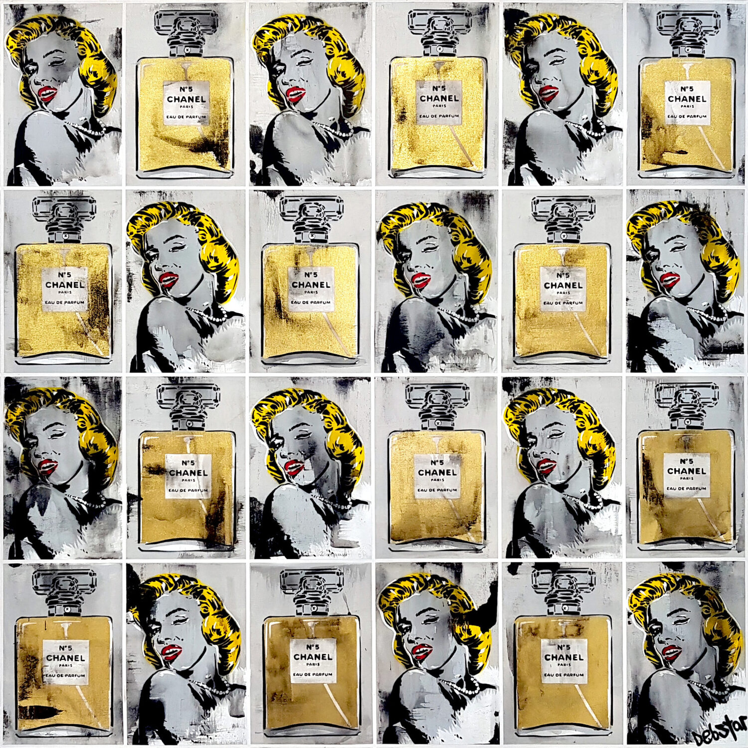 Advertising Space Marilyn Monroe Chanel No5 122cm x 122cm DEBORAH LANG Originalgemälde zu verkaufen