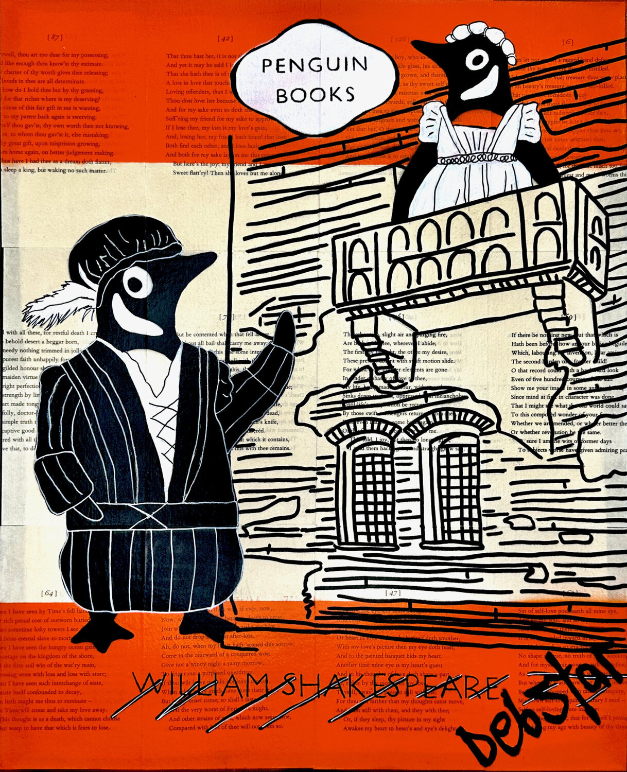 Penguin Book Romeo and Juliet 40.5cm x 51cm DEBORAH LANG Originalgemälde zu verkaufen