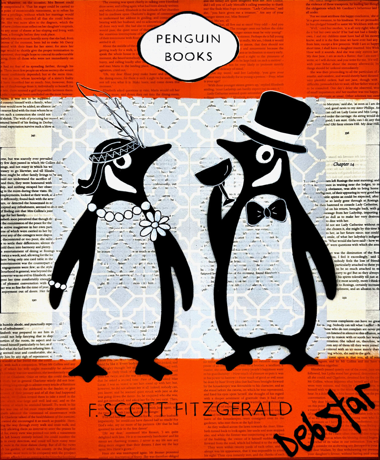 Penguin Book The Great Gatsby 2 40.5cm x 51cm DEBORAH LANG Originalgemälde zu verkaufen