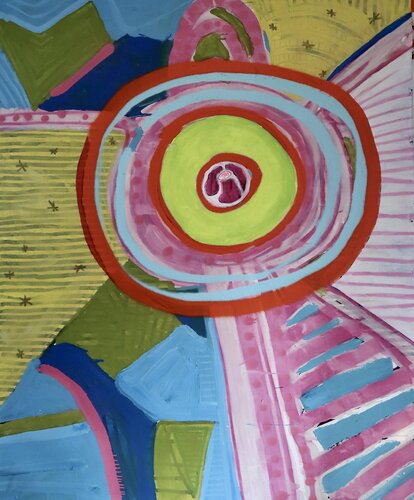 Chuleta a Vista de Pájaro / Bird's Eye View BeeflLogChop Markers & acrylic on canvas, May 2023 di Pacorrosa Cuevas, Pittura in vendita su Singulart