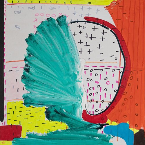 Mathsky - Acrylic and marker on canvas stretched on wood  2019 Córdoba, Spain 751x751x46mm van Pacorrosa Cuevas, Schilderij te koop op Singulart