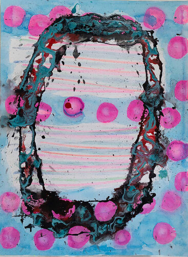 CELL TRIP  Acrílico, rotulador y esmalte sobre papel  297x405mm di Pacorrosa Cuevas, Pittura in vendita su Singulart