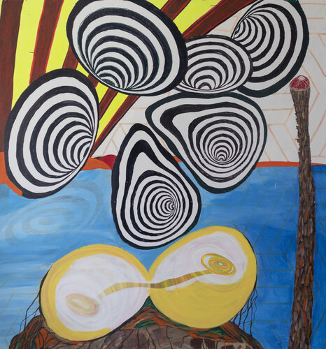 Enlace Telepático a Nivel Molecular con el Reino Vegetal - Acrylic, marker & enamel on canvas  2021 Córdoba, Spain 218x240x5cm di Pacorrosa Cuevas, Pittura in vendita su Singulart