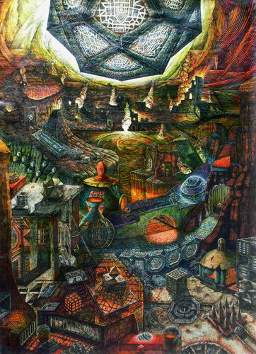 The last judgement, central panel (from Hieronymus Bosch) par Stefania Pinsone, Peinture en vente sur Singulart