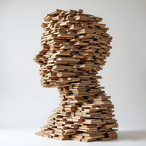 Cabeza hecha con libros von Berta Jayo, Fotografie kaufen auf Singulart