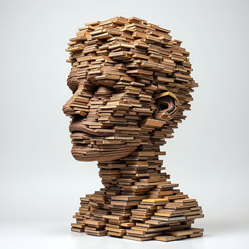 Cabeza hecha con libros von Berta Jayo, Fotografie kaufen auf Singulart