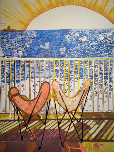 L'île d'Or, Côté d'Azur / Golden island van Tania MARCANIK, Schilderij te koop op Singulart