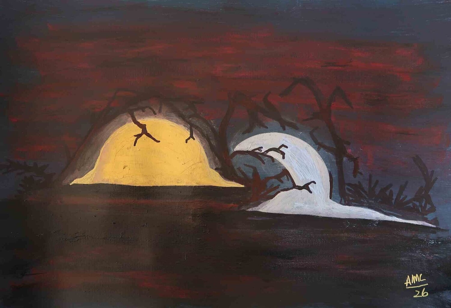 Sun and Moon Anna Maria Caboni Origineel schilderij te koop