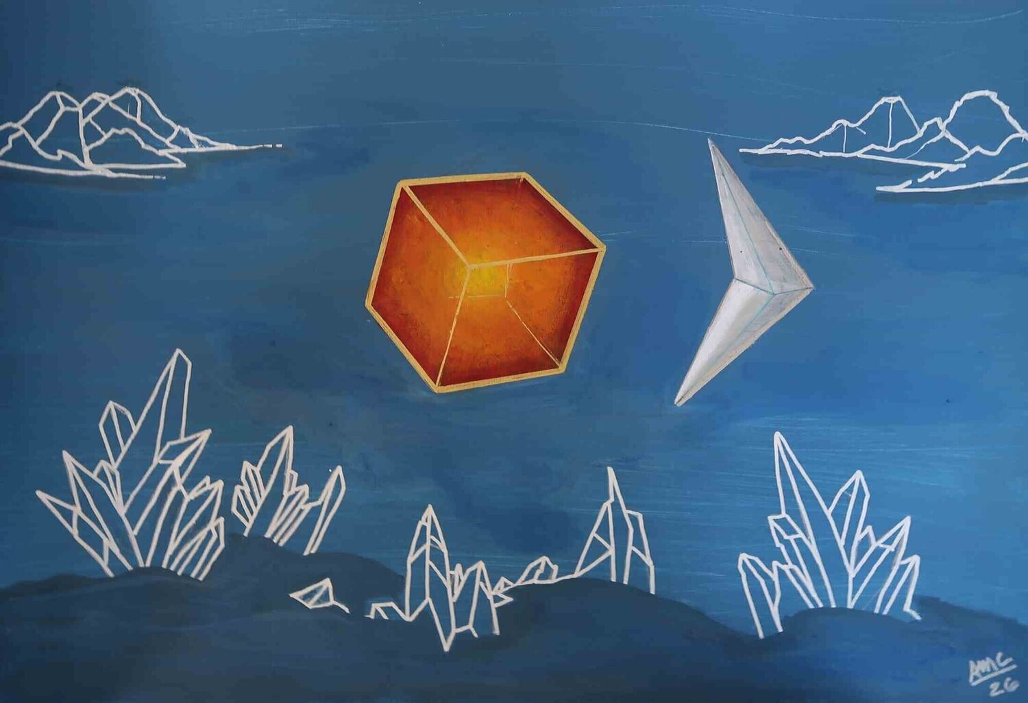 Geometric Sun and Moon Anna Maria Caboni Pintura original en venta