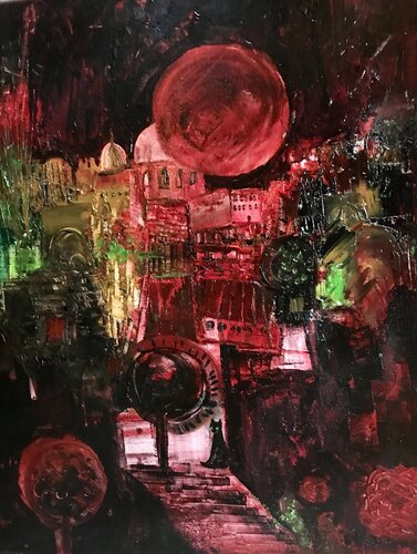 Roter Mond beim Palast von Ursula Müri, Malerei kaufen auf Singulart