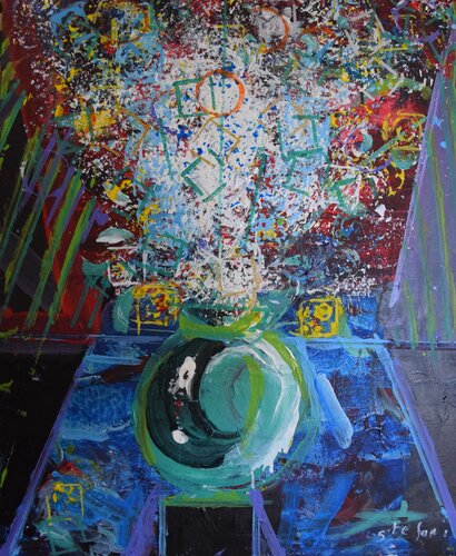 Carré de fleurs van Jean louis Stefani, Schilderij te koop op Singulart