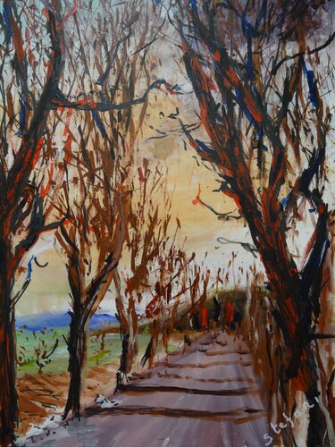 route d'hiver by Jean louis Stefani, Painting for Sale on Singulart