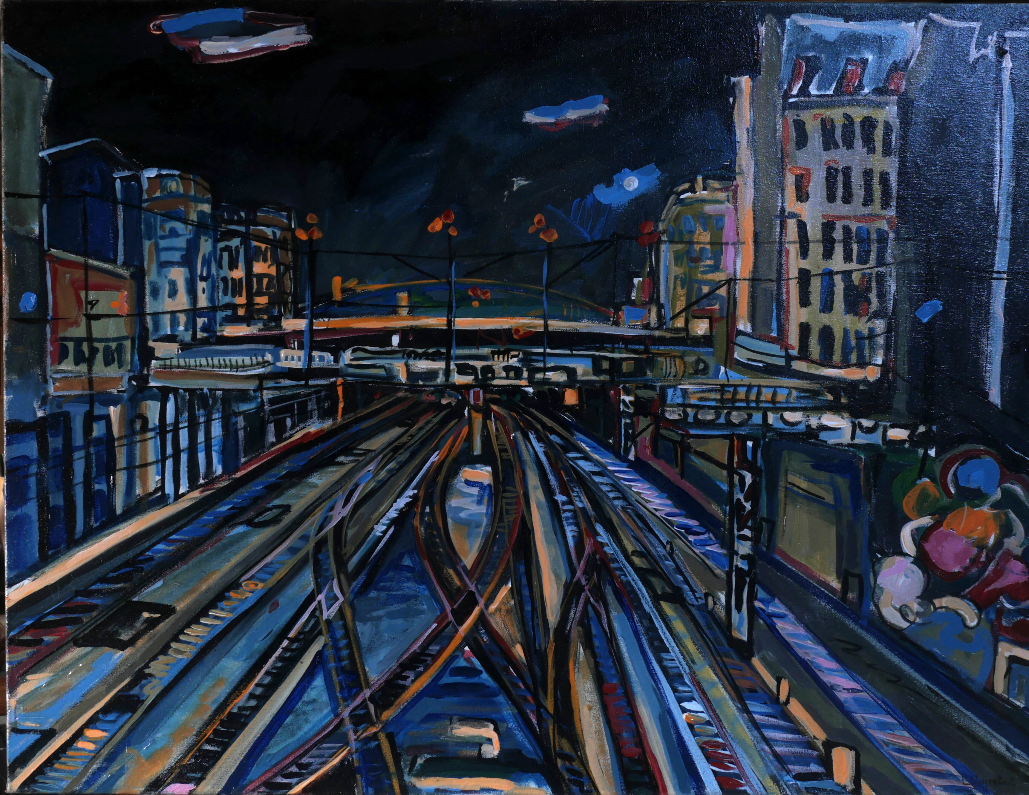 De stad na zonsondergang