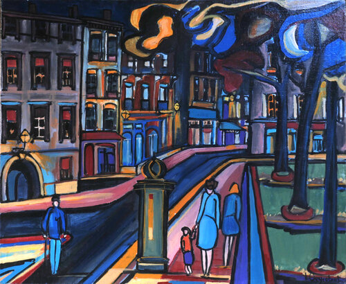 Toulouse la nuit, place St Georges von Laurent Veyretout, Malerei kaufen auf Singulart