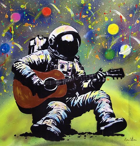 Music on the moon van Mario Cattaneo, Schilderij te koop op Singulart