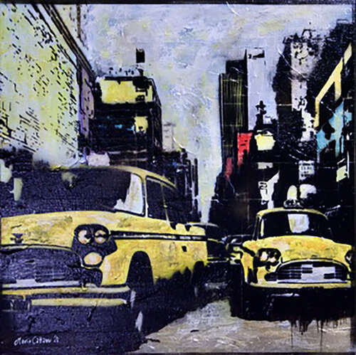 Yellow NY City by Mario Cattaneo, 油畫 for Sale on Singulart