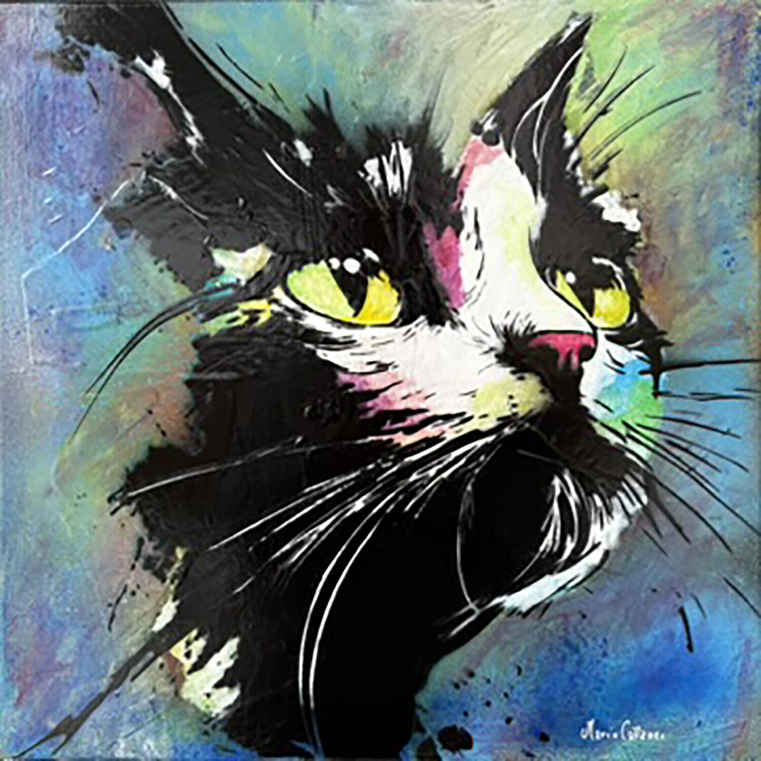Kat pop Mario Cattaneo Peinture originale à vendre