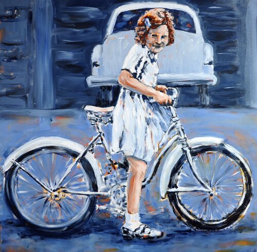 The Bicycle di Joy Kloman, Pittura in vendita su Singulart