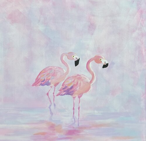 Flamingos II von Betina-Maria Taizs, Malerei kaufen auf Singulart