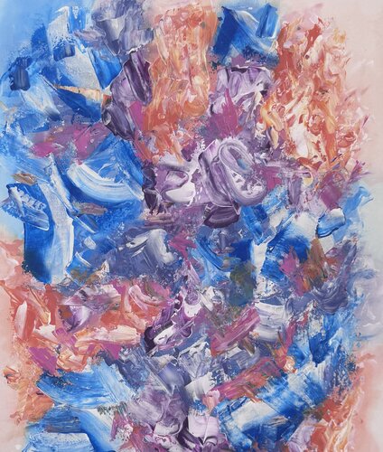 Abstraktes Acrylgemälde auf Leinwand Feuer und Wasser von Betina-Maria Taizs, Malerei kaufen auf Singulart