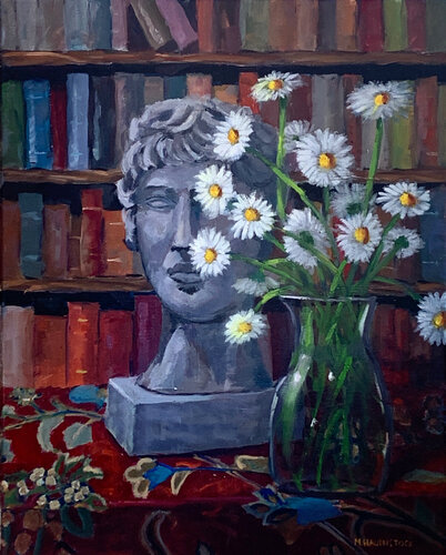 Daisies In The Library van Mike Haubenstock, Schilderij te koop op Singulart