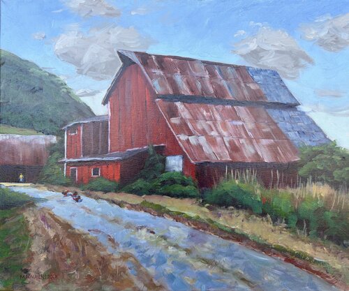 Watching The Chickens by Mike Haubenstock, Painting for Sale on Singulart