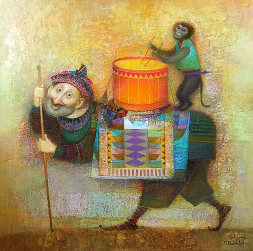 clown with ape van Niko Kherkeladze, Schilderij te koop op Singulart