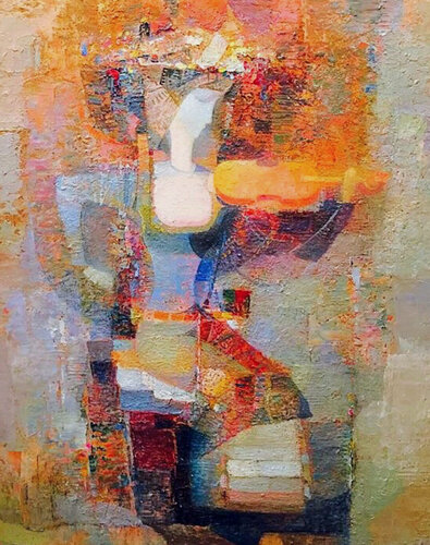 Woman with violin van Niko Kherkeladze, Schilderij te koop op Singulart