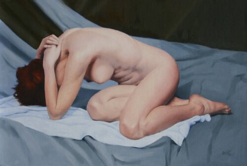 Nude with Drape by Mark Clark, 회화 for Sale on Singulart