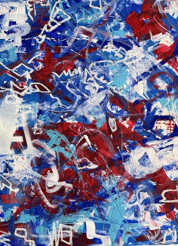 RED AND BLUE 01, LOVE di Silvana Di Vora, Pittura in vendita su Singulart