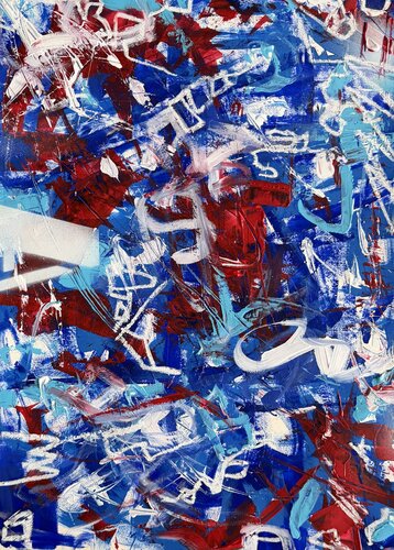 RED AND BLUE 02, PASSION von Silvana Di Vora, Malerei kaufen auf Singulart