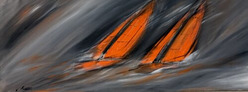 ORANGE SAILING IN THE WIND de Silvana Di Vora, Pintura a la venta en Singulart
