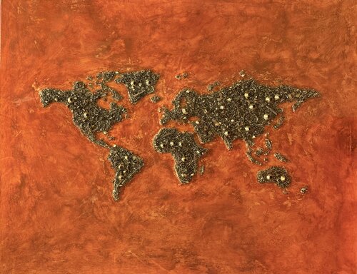 GOLDEN WORLD 02 - ORANGE LIGHTS par Silvana Di Vora, Sculpture en vente sur Singulart