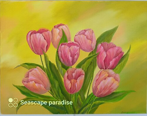 Red tulips di Laura Livetskiy, Pittura in vendita su Singulart