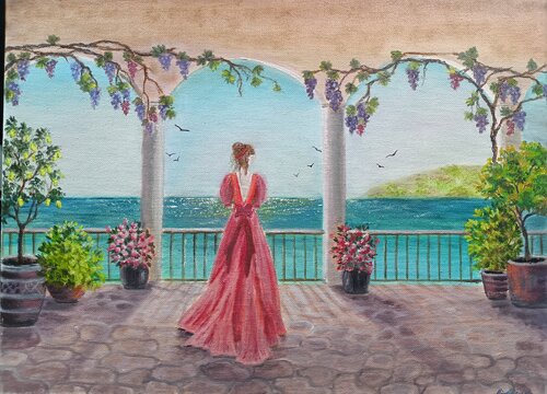 Woman in red von Laura Livetskiy, Malerei kaufen auf Singulart