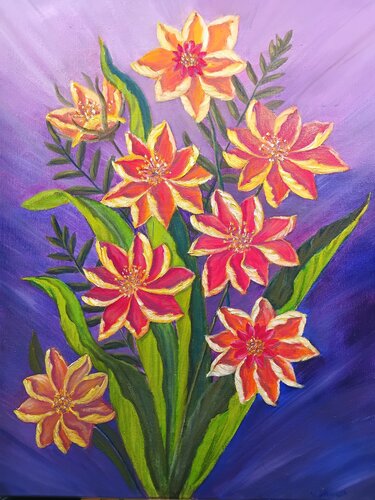 Colorful abstract flowers von Laura Livetskiy, Malerei kaufen auf Singulart