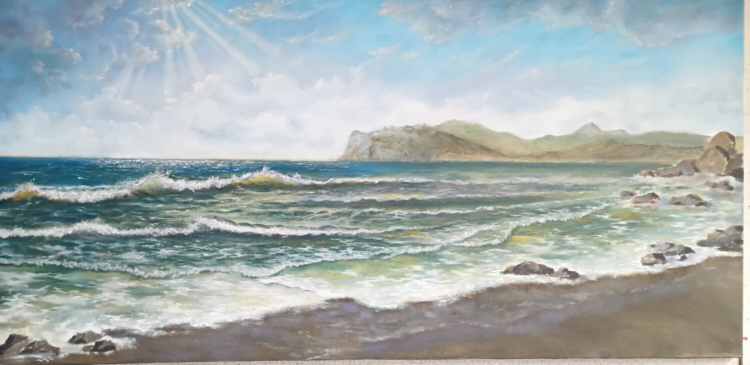 Beautiful place on the black sea. Crimea Laura Livetskiy Origineel schilderij te koop