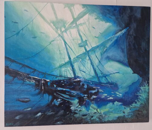 Bleu de l'abîme von Arnaud FRENAY, Malerei kaufen auf Singulart