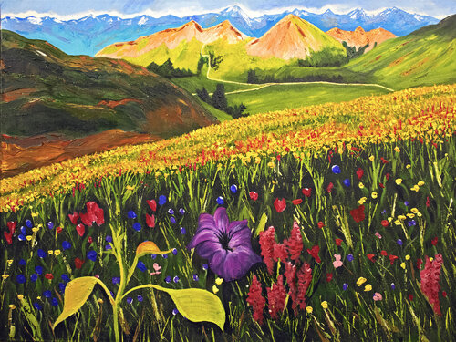 Flower Meadow di Ramsay Allan, Pittura in vendita su Singulart