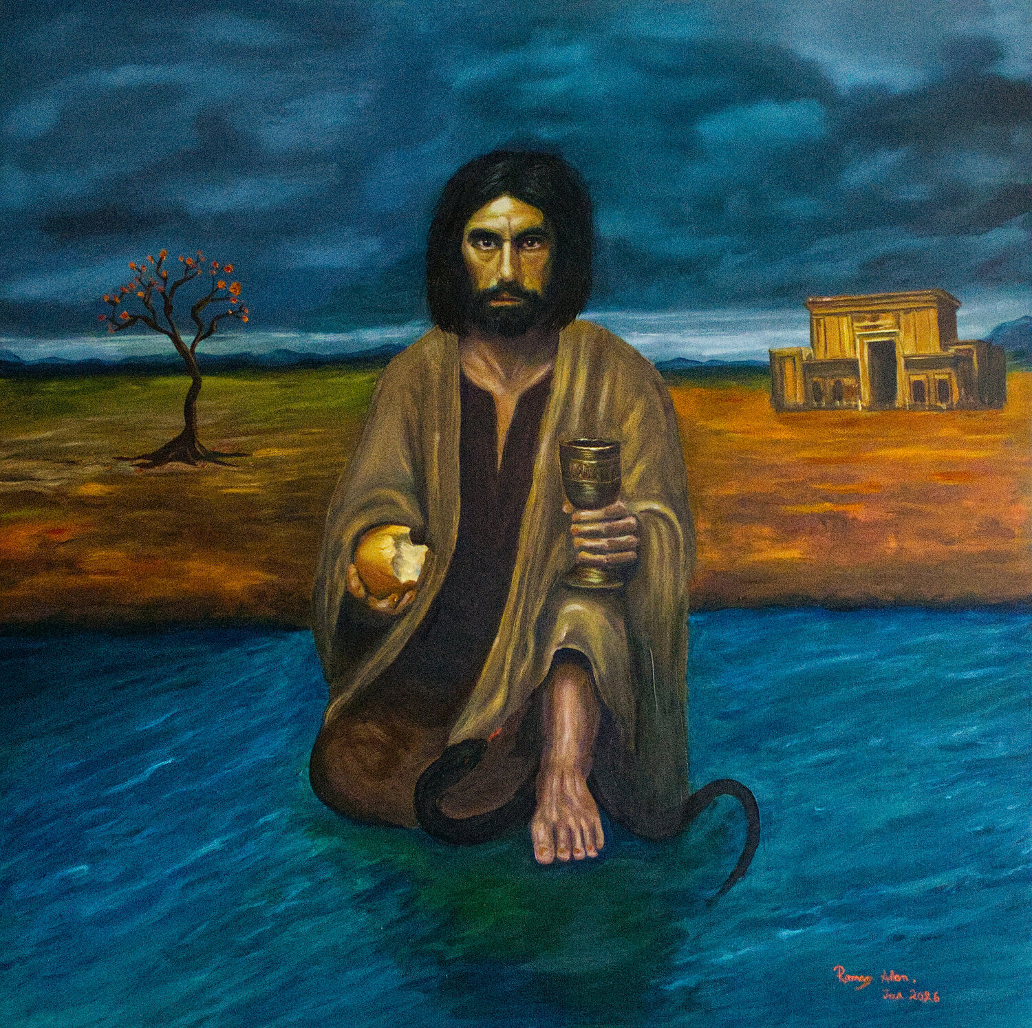 The Cup of Redemption – Defeating the Serpent Ramsay Allan Originalgemälde zu verkaufen