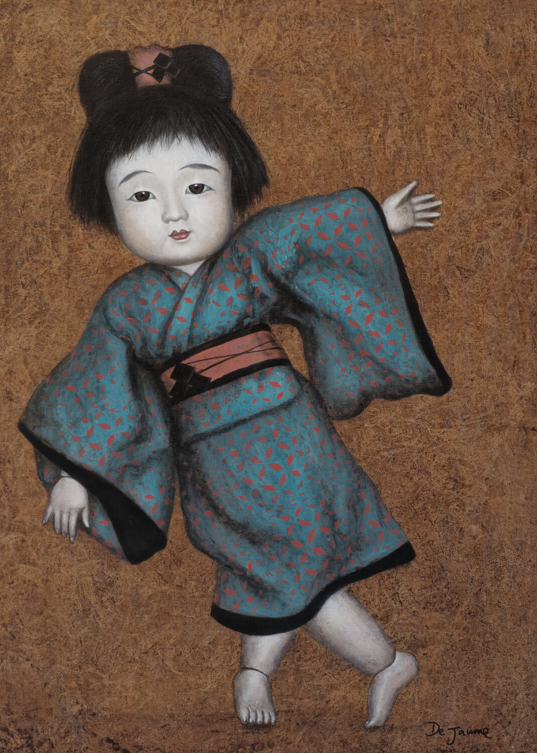 “KABUKI” THE KID WHO WANTED TO PLAY AT CREATING PEACE Sandra De Jaume Originalgemälde zu verkaufen